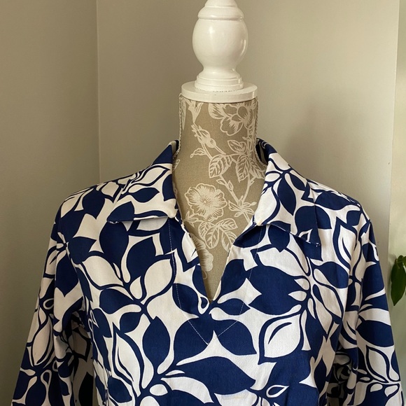 Melly M Navy Leaf Print Back Bay Sheath Dress - Picture 3 of 8